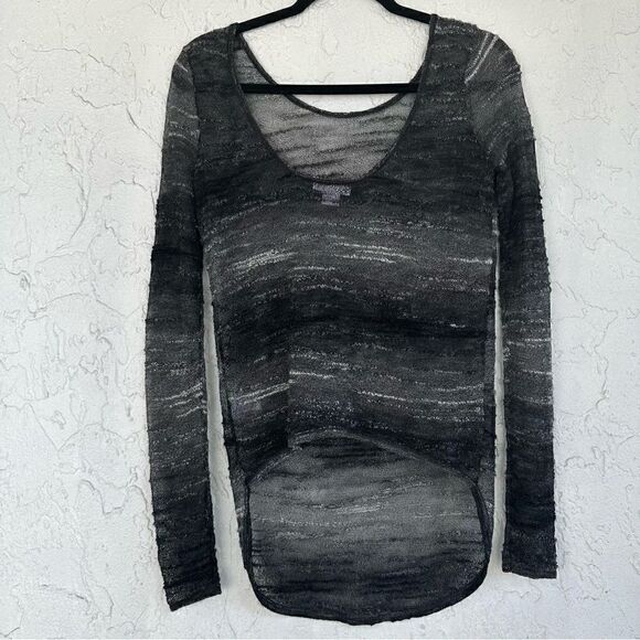 HELMUT LANG Open Knit Asymmetrical Sweater Top Womens Petite Small Mohair Wool - Picture 6 of 8